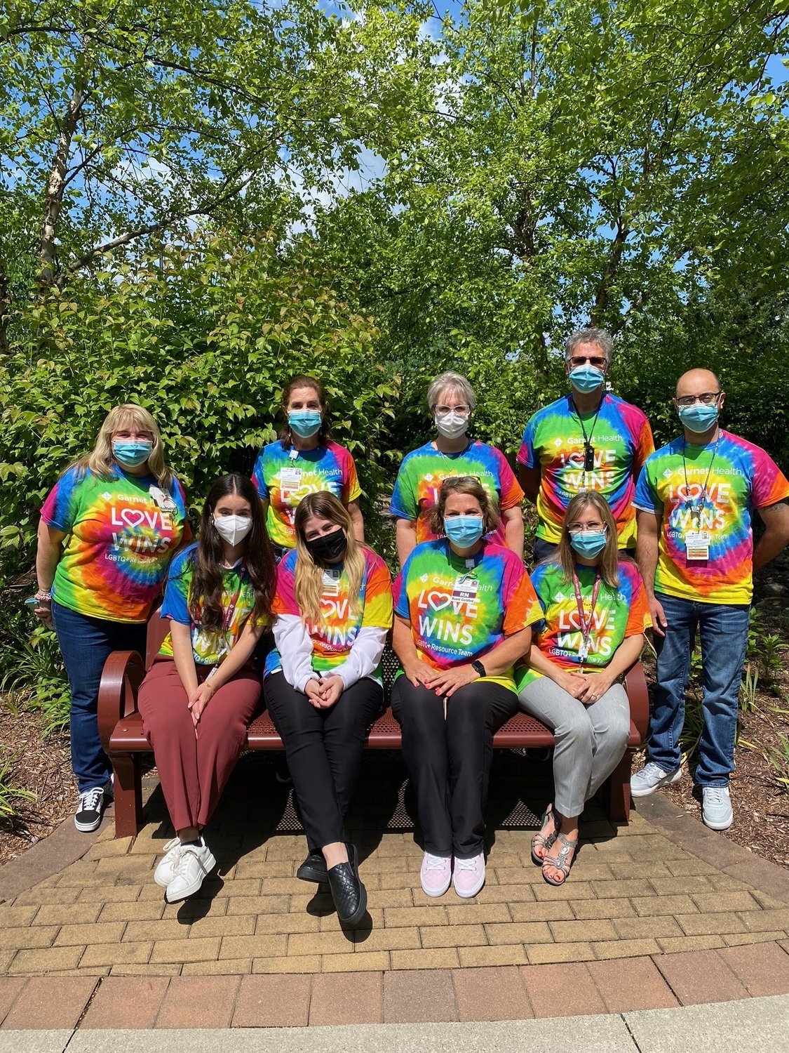 Members of Garnet Health Medical Center staff wear their Garnet Health Pride shirts to show their support for Pride month. Money raised from T-shirt sales go toward the Garnet Health LGTBQ+ event and community outreach fund.